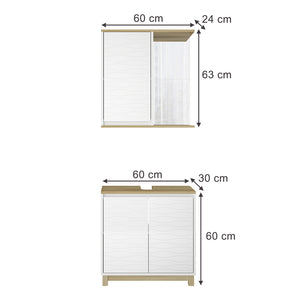 Vicco Set di mobili da bagno Bianco/quercia 2 parti