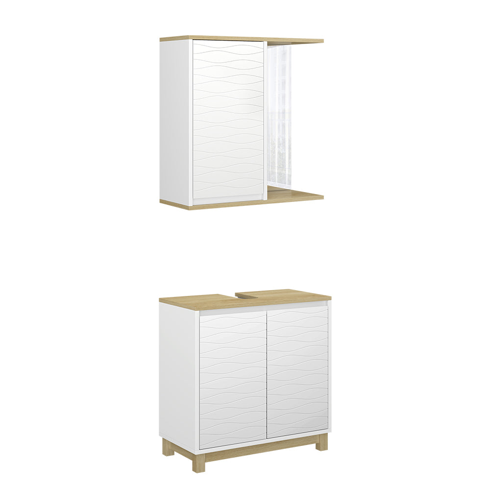 Vicco Set di mobili da bagno Bianco/quercia 2 parti