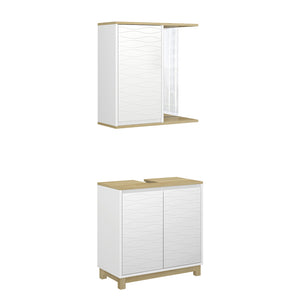 Vicco Set di mobili da bagno Bianco/quercia 2 parti