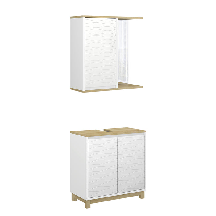 Vicco Set di mobili da bagno Bianco/quercia 2 parti