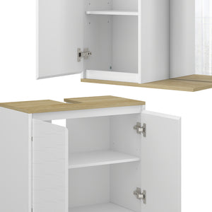 Vicco Set di mobili da bagno Bianco/quercia 3 pezzi, con cabinet midi
