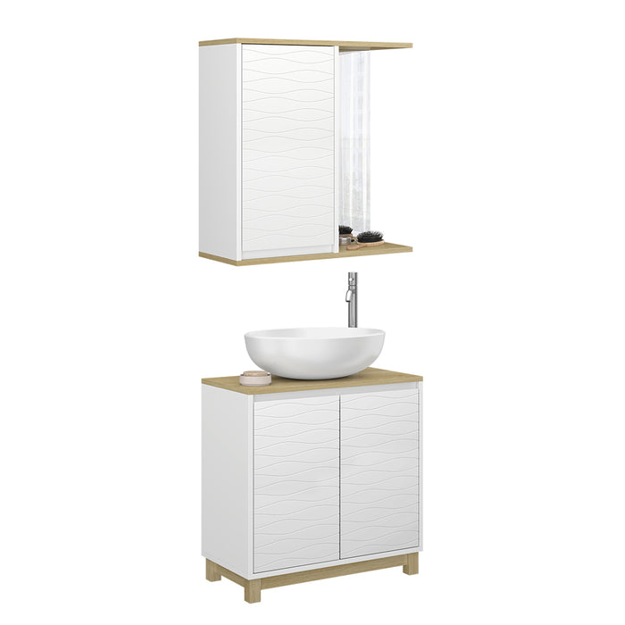 Vicco Set di mobili da bagno Bianco/quercia 2 parti