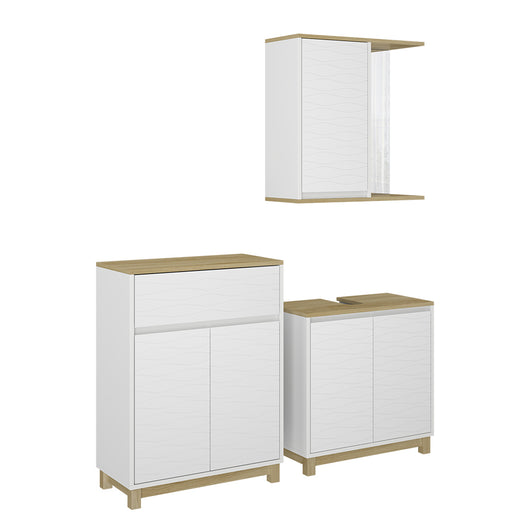 Vicco Set di mobili da bagno Bianco/quercia 3 pezzi, con cabinet midi