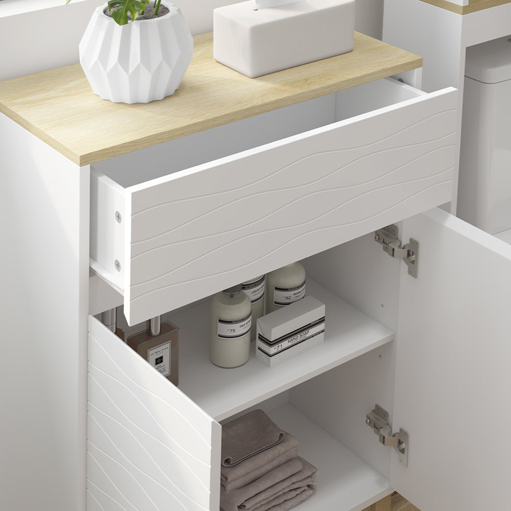 Vicco Set di mobili da bagno Bianco/quercia 3 pezzi, con cabinet midi