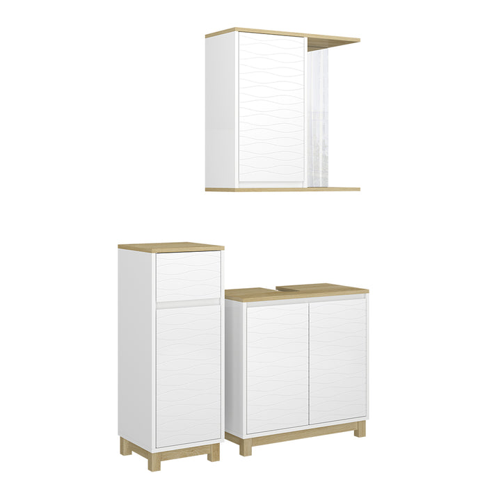 Vicco Set di mobili da bagno Bianco/quercia 3 pezzi, con cabinet midi
