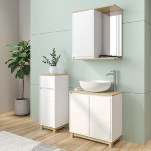 Vicco Set di mobili da bagno Bianco/quercia 3 pezzi, con cabinet midi