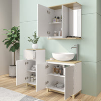 Vicco Set di mobili da bagno Bianco/quercia 3 pezzi, con cabinet midi