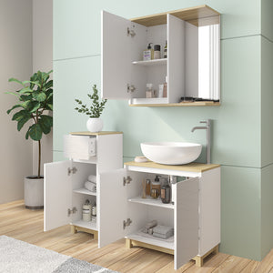 Vicco Set di mobili da bagno Bianco/quercia 3 pezzi, con cabinet midi
