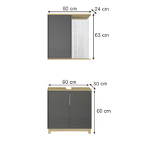 Vicco Set di mobili da bagno Antracite/quercia 2 parti