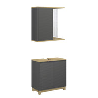 Vicco Set di mobili da bagno Antracite/quercia 2 parti