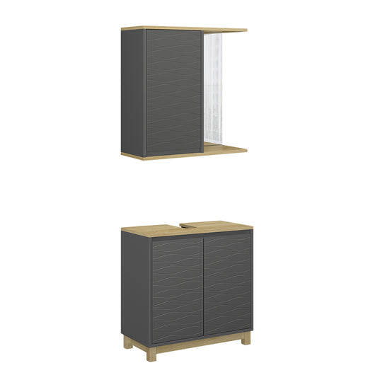 Vicco Set di mobili da bagno Antracite/quercia 2 parti