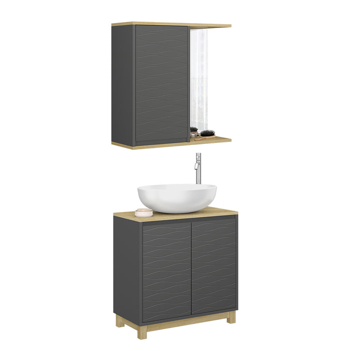 Vicco Set di mobili da bagno Antracite/quercia 2 parti