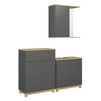 Vicco Set di mobili da bagno Antracite/quercia 3 parti, con ripiano per il bagno