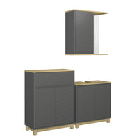 Vicco Set di mobili da bagno Antracite/quercia 3 parti, con ripiano per il bagno