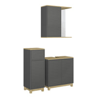 Vicco Set di mobili da bagno Antracite/quercia 3 pezzi, con cabinet midi