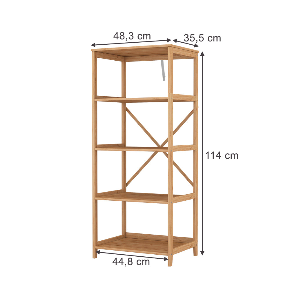 Vicco Libreria Bambù 48.3 x 144 cm con 5 scomparti