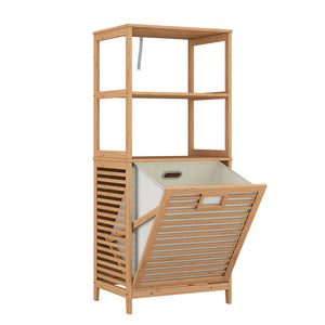 Vicco Mobiletto da bagno Bambù 48.3 x 114 cm con cesto portabiancheria