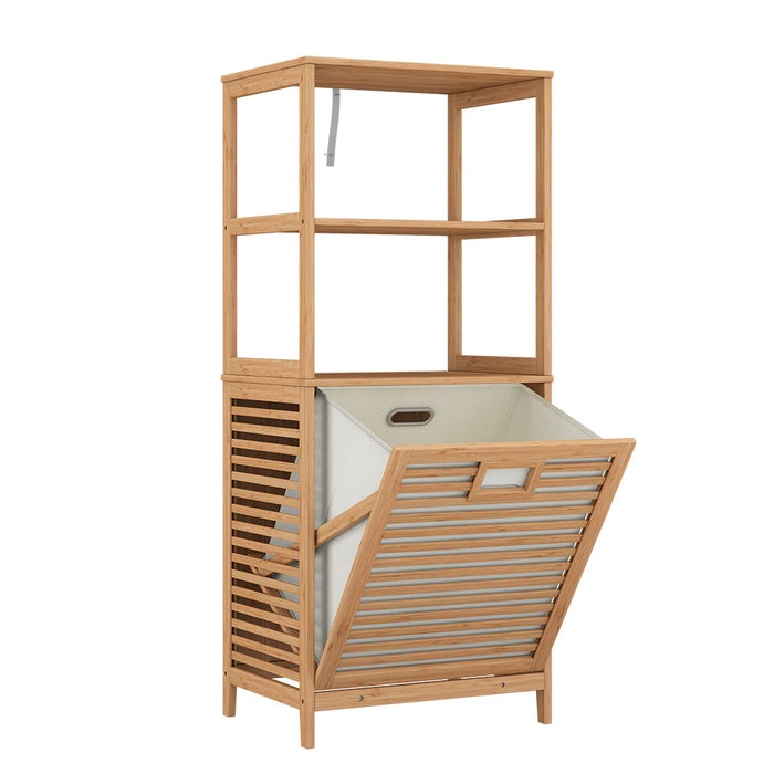 Vicco Mobiletto da bagno Bambù 48.3 x 114 cm con cesto portabiancheria