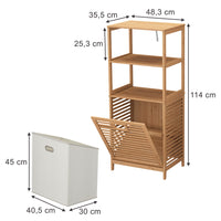 Vicco Mobiletto da bagno Bambù 48.3 x 114 cm con cesto portabiancheria