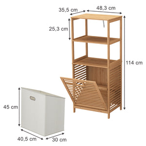 Vicco Mobiletto da bagno Bambù 48.3 x 114 cm con cesto portabiancheria
