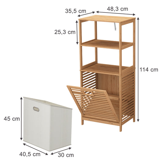 Vicco Mobiletto da bagno Bambù 48.3 x 114 cm con cesto portabiancheria