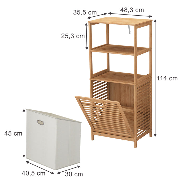 Vicco Mobiletto da bagno Bambù 48.3 x 114 cm con cesto portabiancheria
