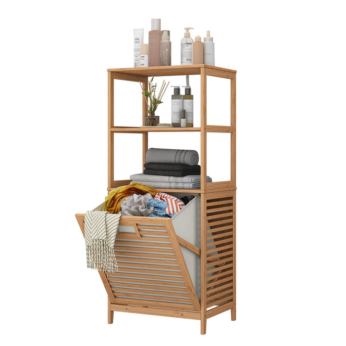 Vicco Mobiletto da bagno Bambù 48.3 x 114 cm con cesto portabiancheria