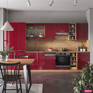 Vicco Cucina componibile Bordeaux lucido/rovere dorato 355 cm , PL Antracite