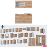 Vicco Cucina monoblocco Quercia dorata/bianco 140 cm PL Rovere