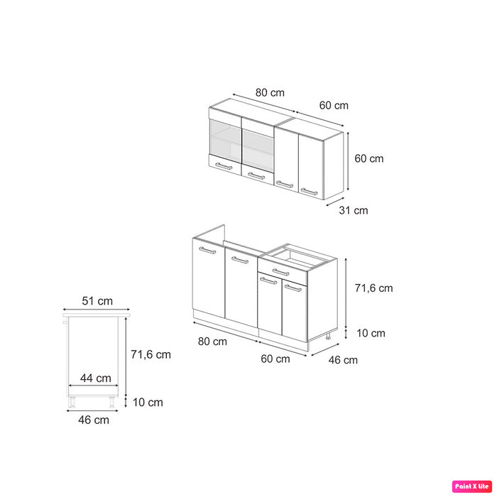 Vicco Cucina monoblocco Quercia dorata/bianco 140 cm PL Marmo