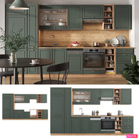 Vicco Cucina componibile Quercia verde-oro Country/oro Power 355 cm , PL Marmo