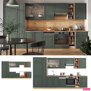 Vicco Cucina componibile Quercia verde-oro Country/oro Power 355 cm , PL Marmo