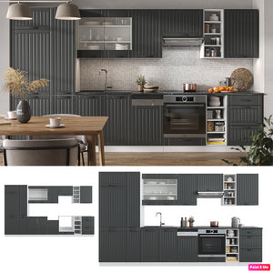 Vicco Cucina componibile Antracite casa di campagna/bianco 355 cm , PL Antracite