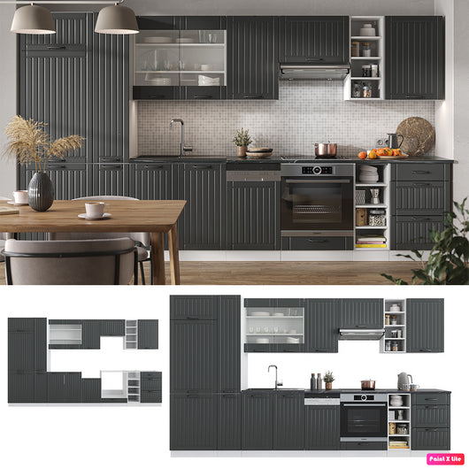 Vicco Cucina componibile Antracite casa di campagna/bianco 355 cm , PL Antracite