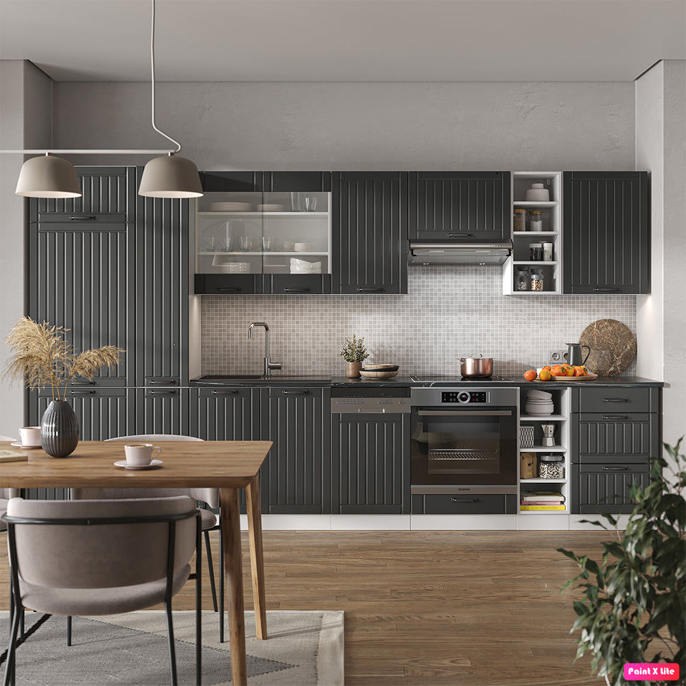 Vicco Cucina componibile Antracite casa di campagna/bianco 355 cm , PL Marmo