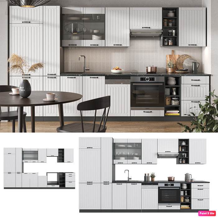Vicco Cucina componibile Bianco casa di campagna/antracite 355 cm , PL Antracite