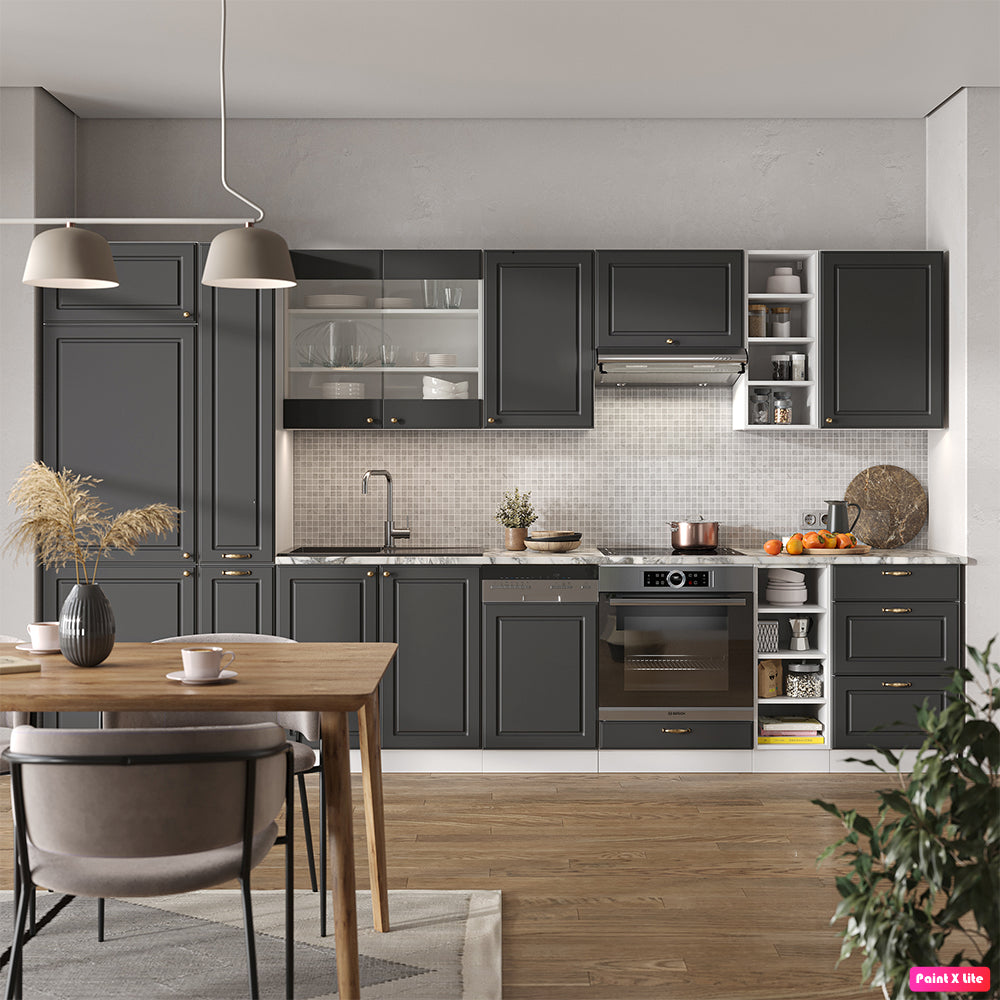 Vicco Cucina componibile Antracite-Oro/Bianco 355 cm , PL Marmo