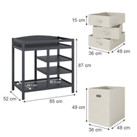 Vicco Fasciatoio Antracite 85 x 87 cm con cassetti in tessuto