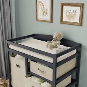 Vicco Fasciatoio Antracite 85 x 87 cm con cassetti in tessuto