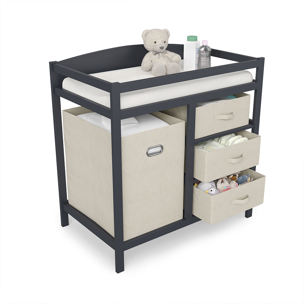 Vicco Fasciatoio Antracite 85 x 87 cm con cassetti in tessuto