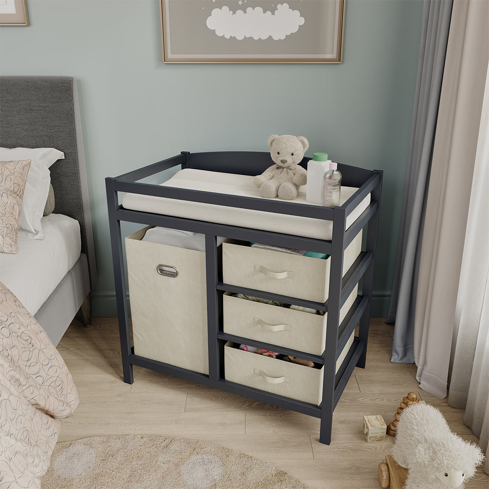 Vicco Fasciatoio Antracite 85 x 87 cm con cassetti in tessuto