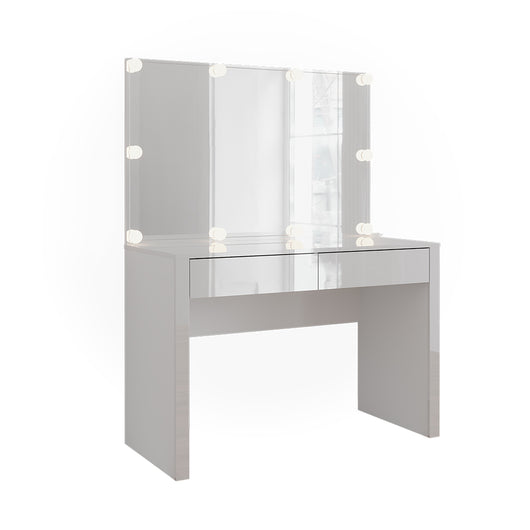 Vicco Tavolo da toilette Bianco lucido/bianco 110 cm con specchio e lampade