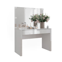 Vicco Tavolo da toilette Bianco lucido/bianco 110 cm con specchio e lampade