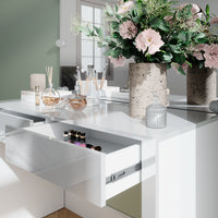 Vicco Tavolo da toilette Bianco lucido/bianco 110 cm con specchio e lampade