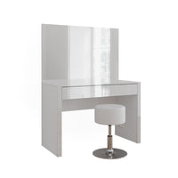 Vicco Tavolino da toilette Bianco lucido/bianco 110 cm con specchio e sgabello