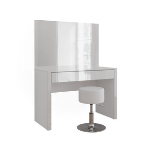Vicco Tavolino da toilette Bianco lucido/bianco 110 cm con specchio e sgabello