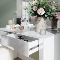 Vicco Tavolo da toilette Bianco lucido/bianco 110 cm con illuminazione a LED e sgabello