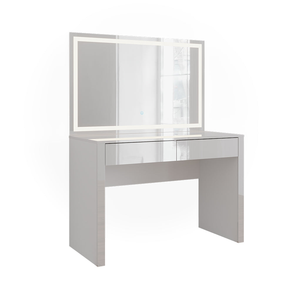 Vicco Tavolo da toilette Bianco lucido/bianco 110 cm con specchio a LED