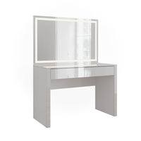 Vicco Tavolo da toilette Bianco lucido/bianco 110 cm con specchio a LED
