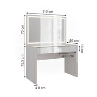 Vicco Tavolo da toilette Bianco lucido/bianco 110 cm con specchio a LED